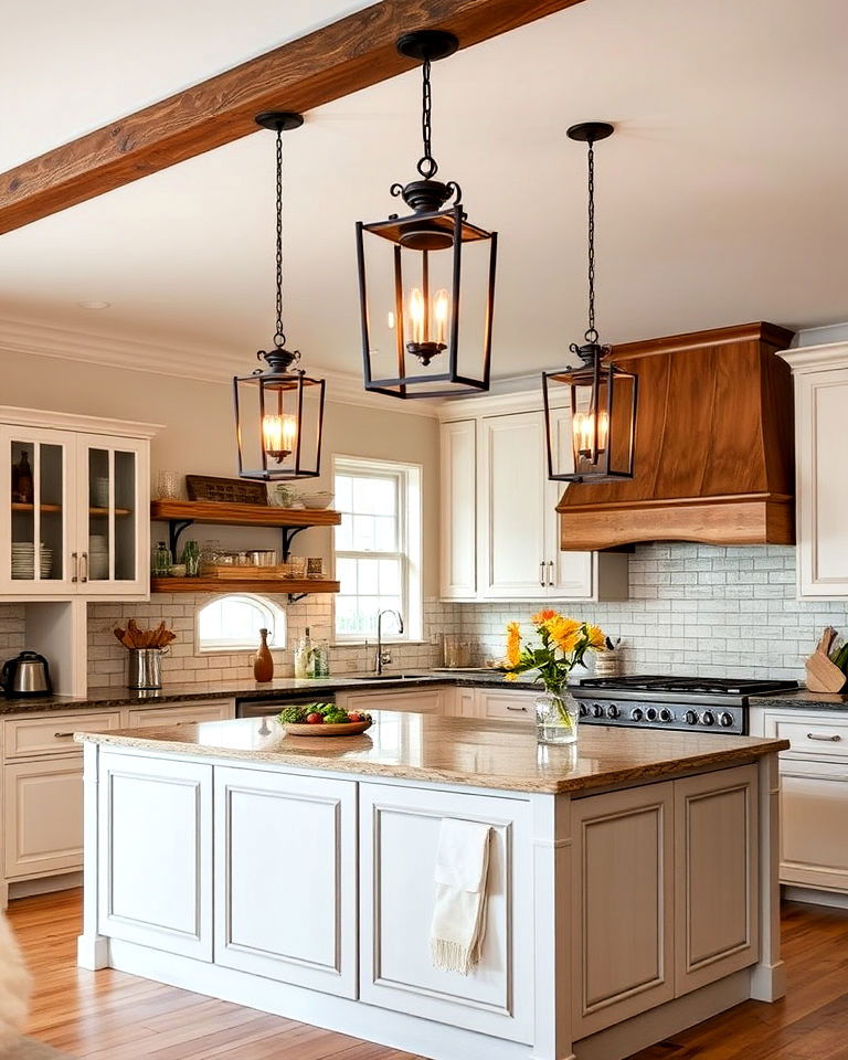 lantern style pendant lights - 20 Kitchen Island Lighting Ideas