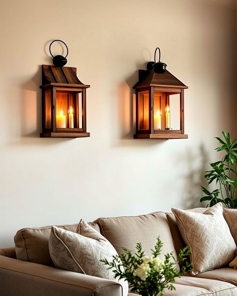 lanterns as wall sconces to add vintage touch - 30 Lantern Decor Ideas