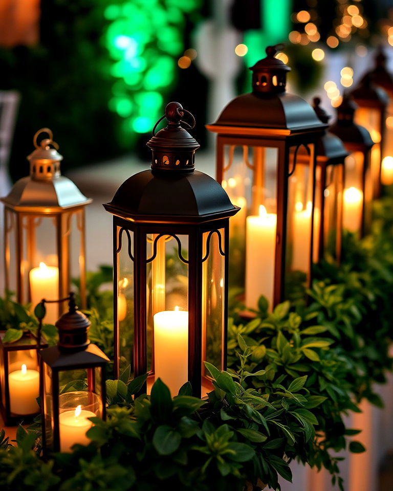 lanterns decor with lush greenery - 30 Lantern Decor Ideas