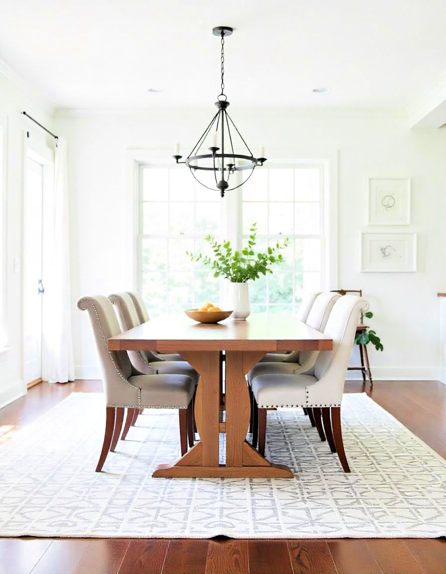 large area rug for dining room with dark wood floor - 15 Dark Wood Floor Dining Room Ideas