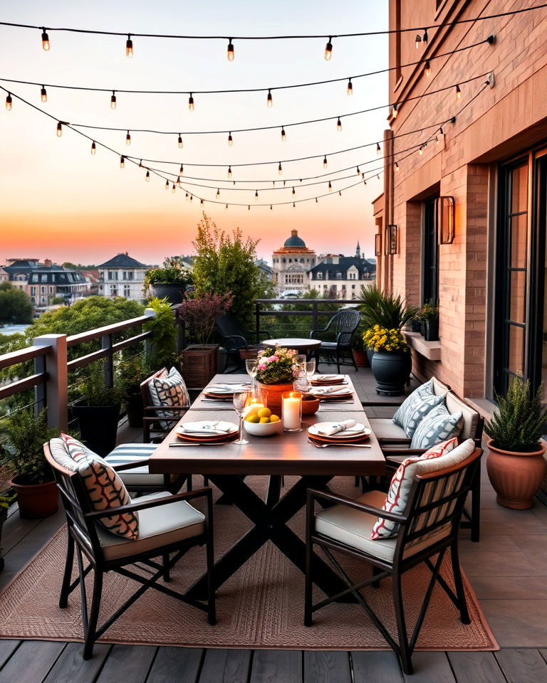 large balcony with open air dining space - 25 Large Balcony Ideas