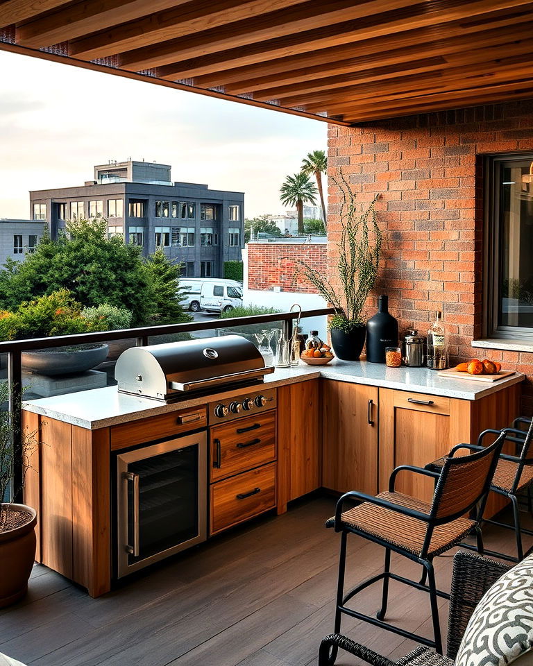 large balcony with outdoor kitchenette - 25 Large Balcony Ideas