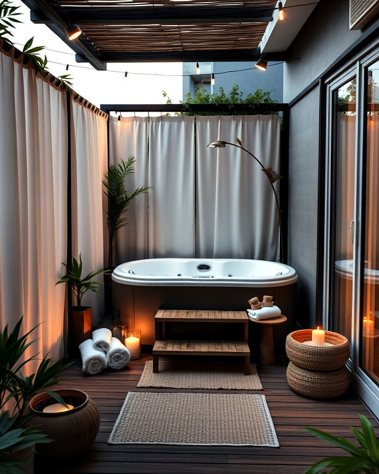 large balcony with private spa corner - 25 Large Balcony Ideas