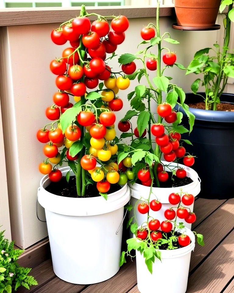 large buckets for growing tomatoes - 20 Bucket Garden Ideas