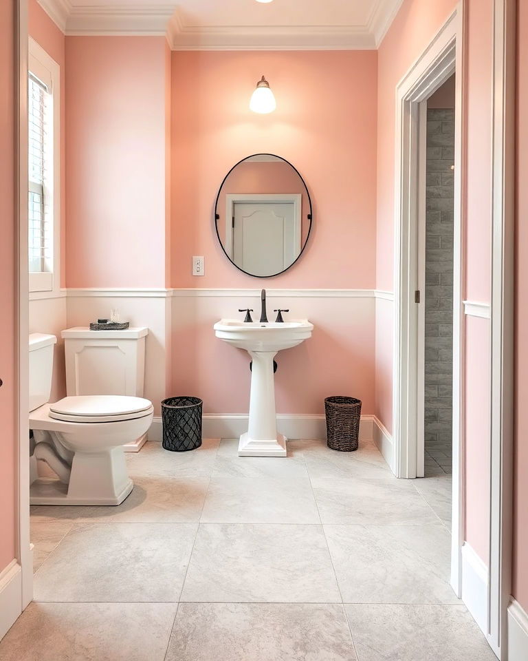 large format porcelain floor tiles - 25 Powder Room Floor Tile Ideas