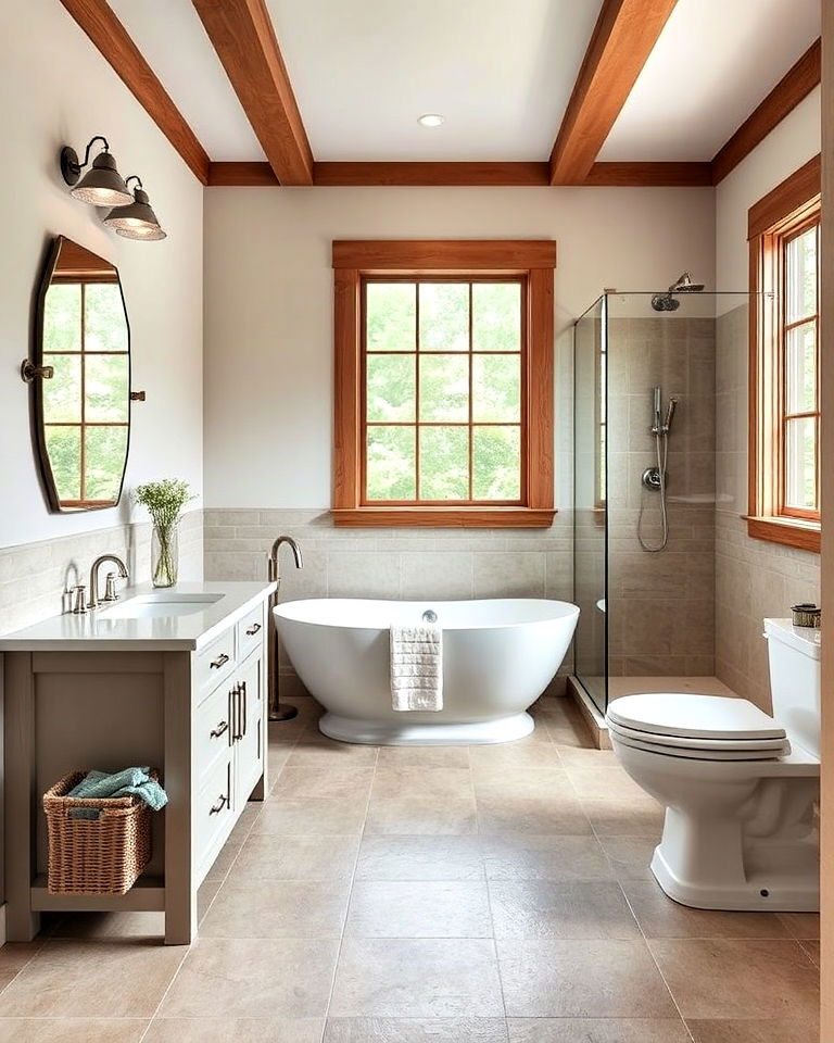large format tiles for craftsman bathroom - 30 Craftsman Bathroom Ideas