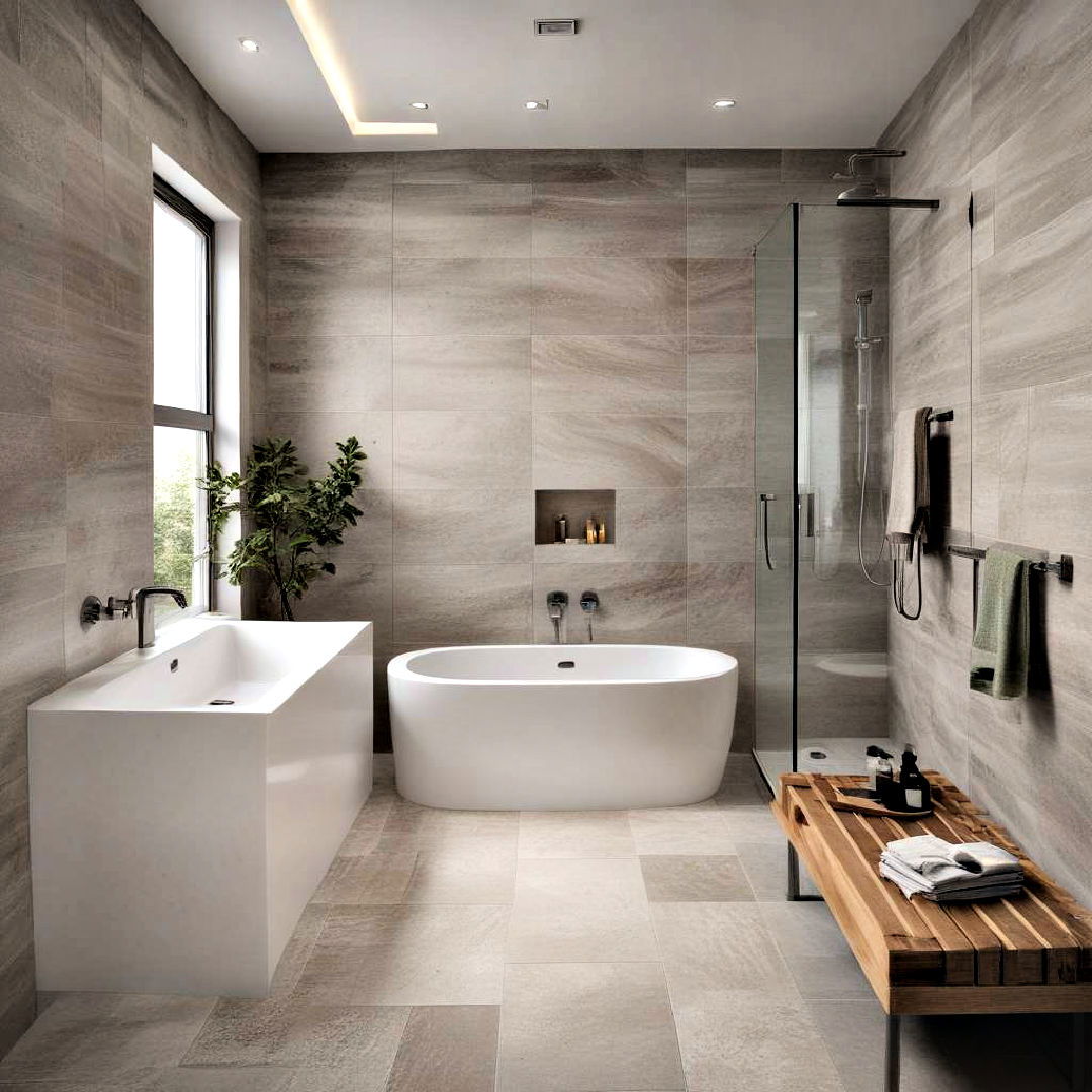 large format tiles for wide look - 40 Bathroom Design Ideas