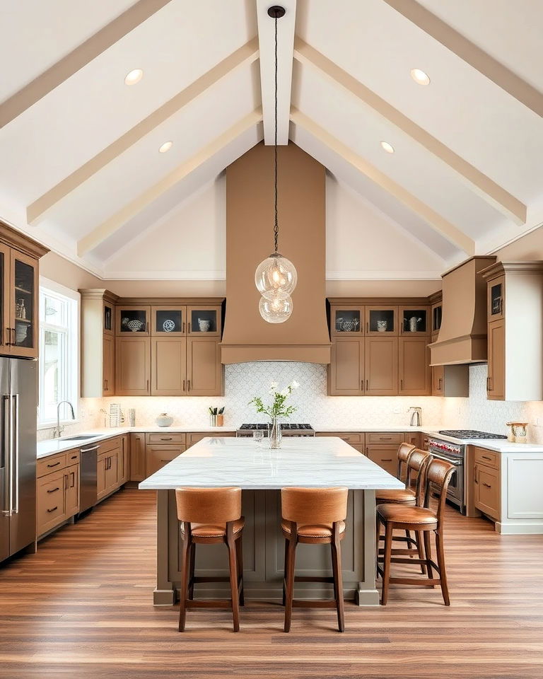 large kitchen island with vaulted ceiling - 25 Vaulted Ceiling Kitchen Ideas