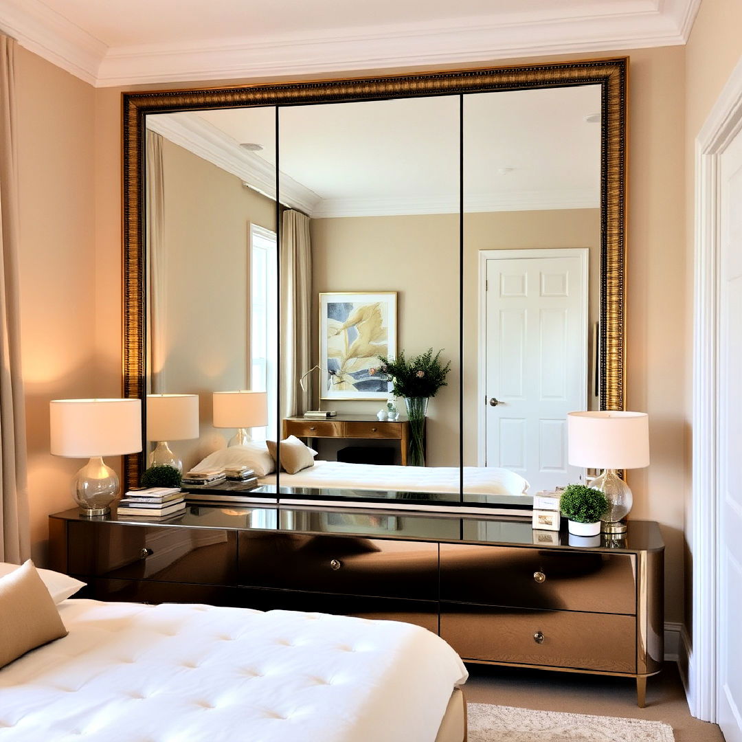 large mirrors for spacious look - 30 Beige Bedroom Ideas