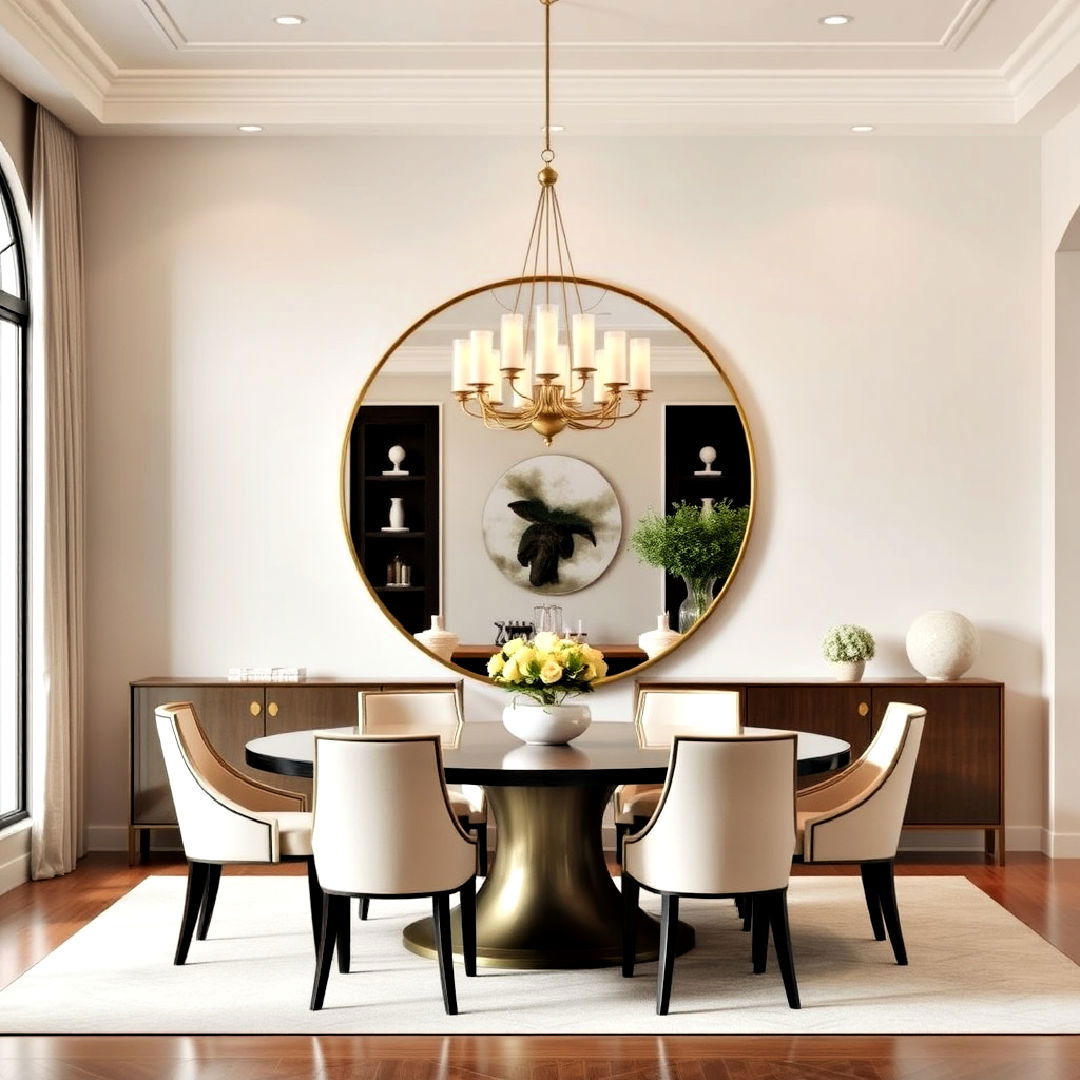 large round mirror for dining room - 25 Dining Room Mirror Ideas