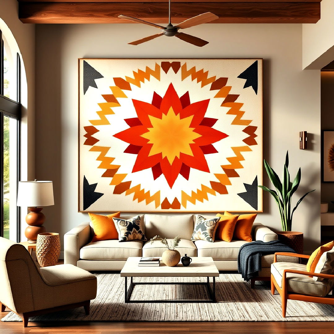 large scale geometric wall art - 25 Southwestern Living Room Ideas