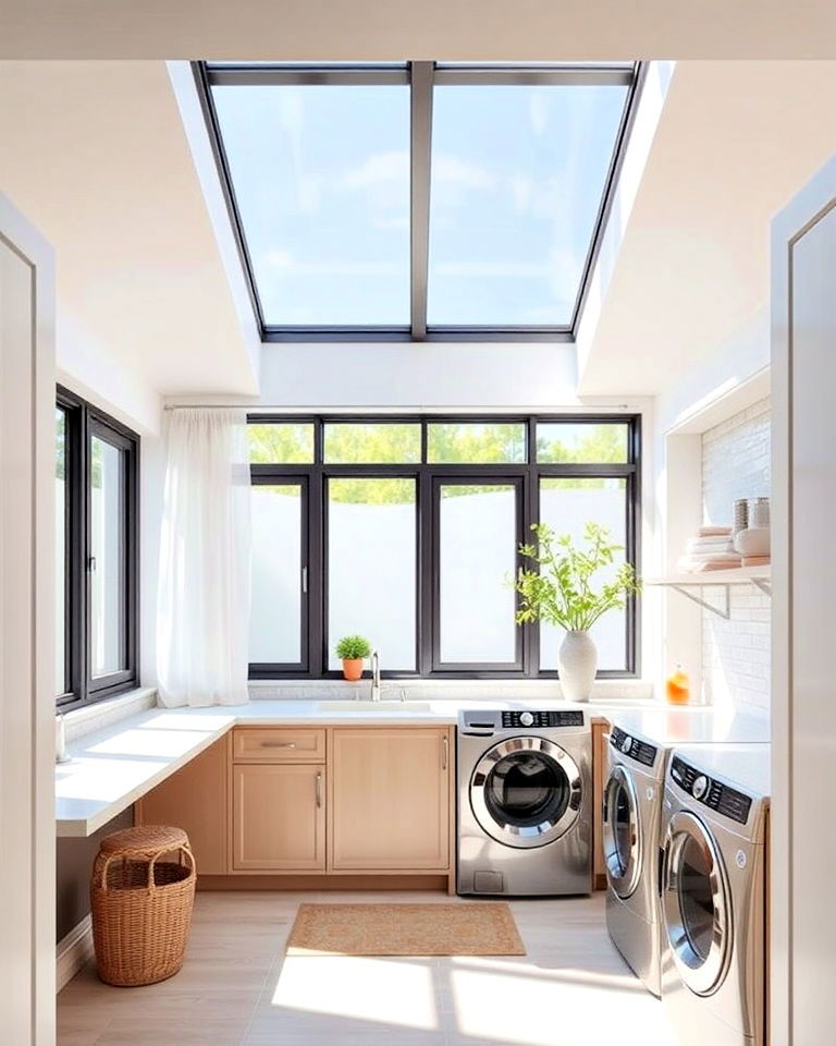 large windows and skylights - 30 Luxury Modern Laundry Room Ideas