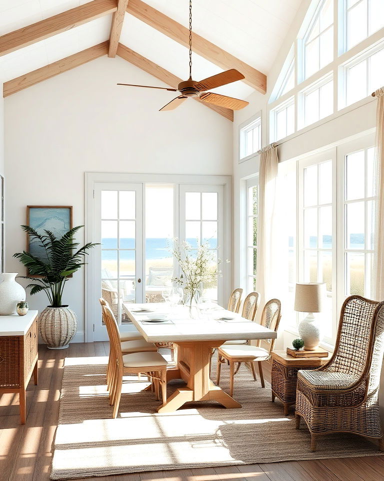 large windows for coastal dining room - 20 Coastal Dining Room Ideas