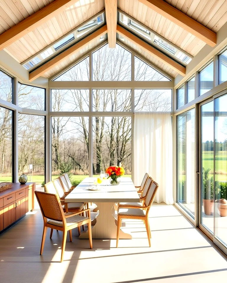 large windows for sunroom dining room - 25 Sunroom Dining Room Ideas