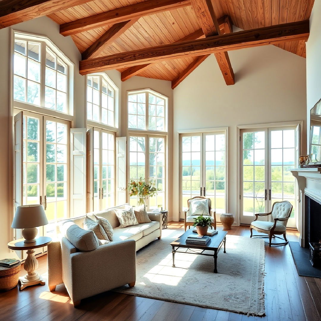 large windows to maximize natural light - 40 French Country Living Room Ideas