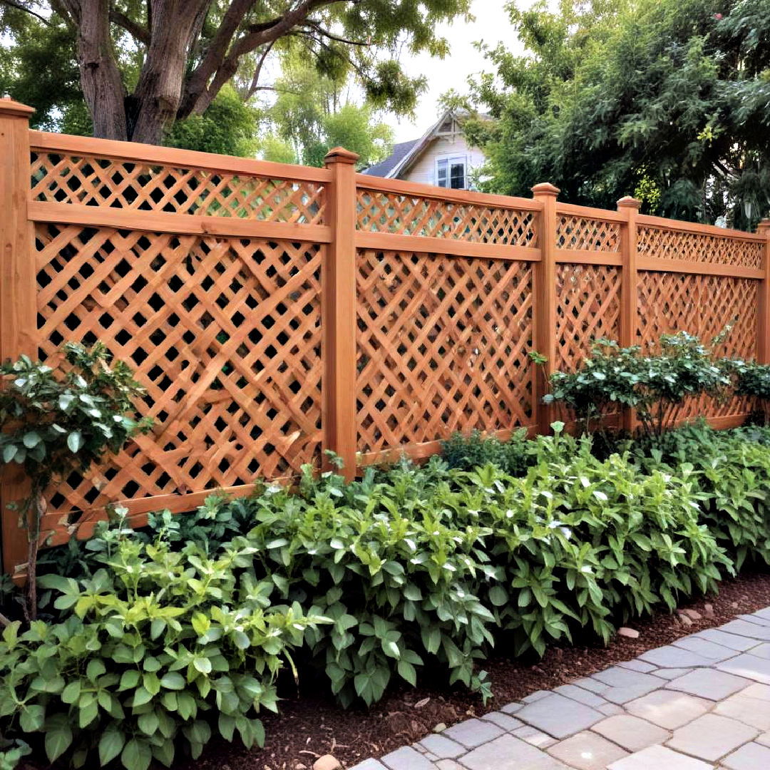 lattice fence to create garden like feel - 25 Backyard Fence Ideas