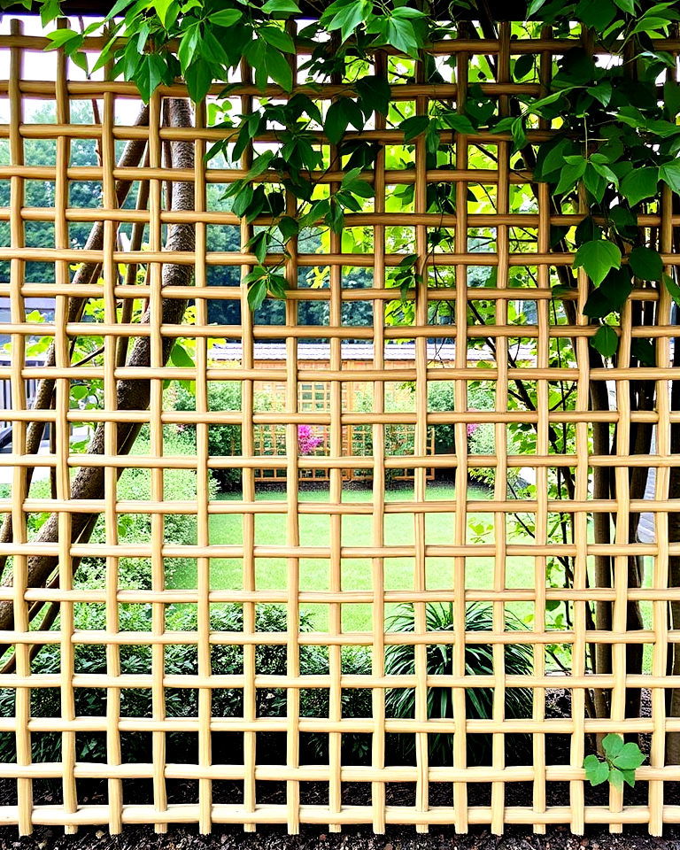 lattice style bamboo fence for timeless appeal - 40 Japanese Fence Ideas