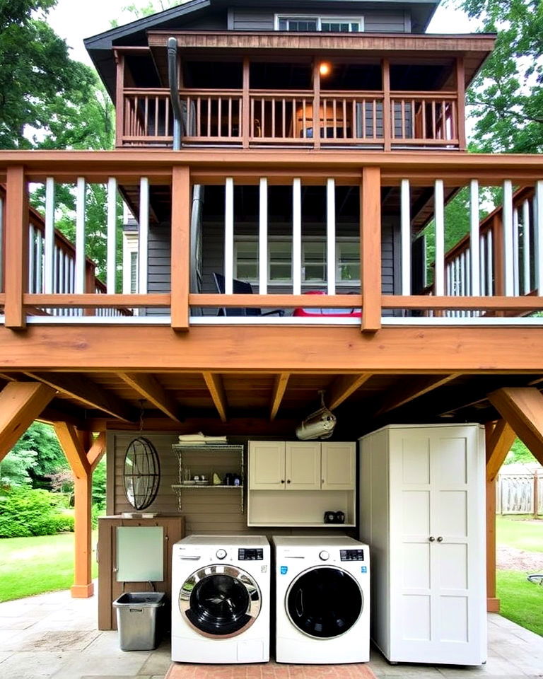 laundry area under a deck - 30 Outdoor Laundry Room Ideas