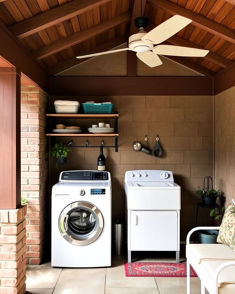 laundry room beneath a covered patio - 30 Outdoor Laundry Room Ideas