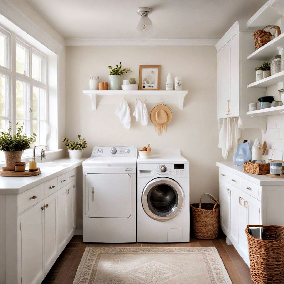 laundry room with fresh white paint - 25 Laundry Room Paint Ideas