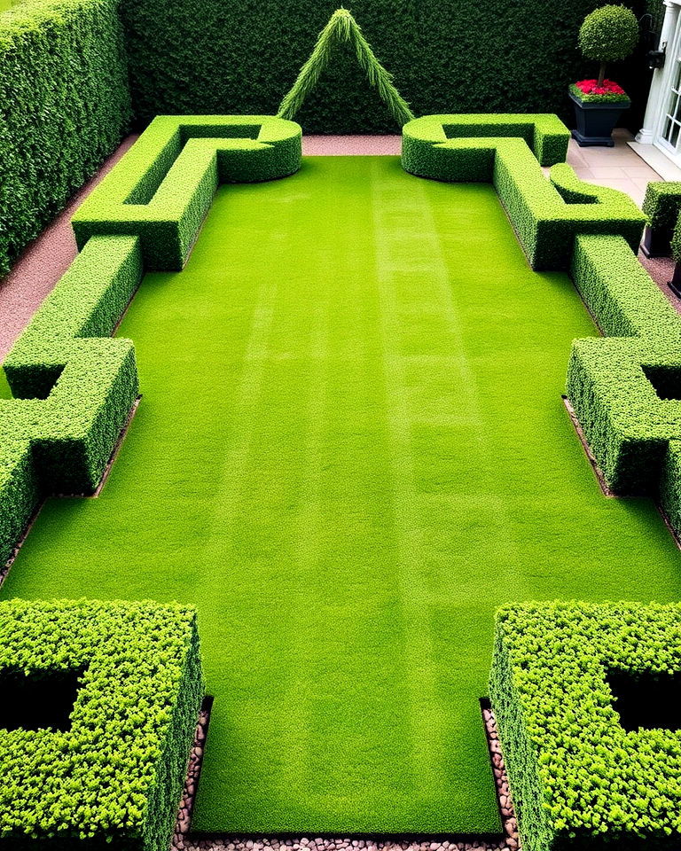 lawn paired with sculpted hedges - 40 Luxury Landscaping Ideas