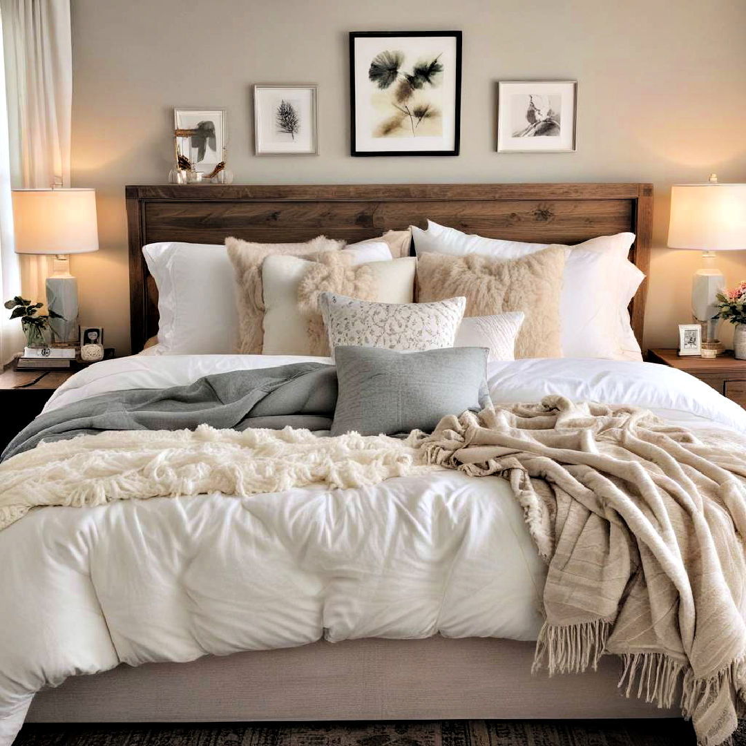 layered bedding for apartment decorating - 40 Apartment Decorating Ideas
