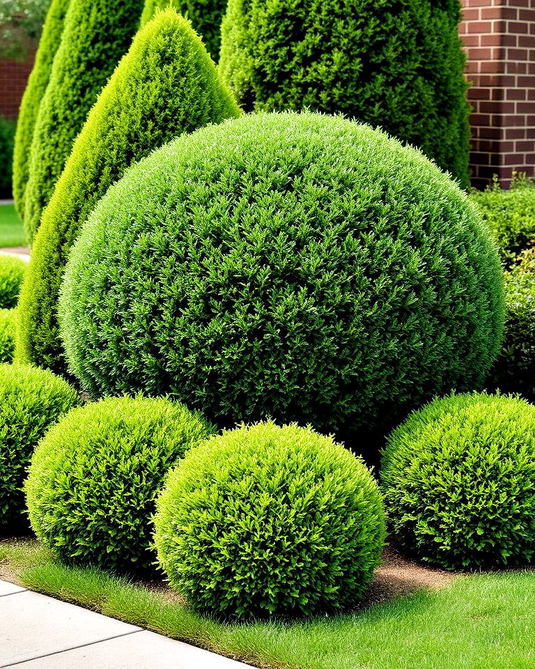layered boxwood shrubs to add depth - 20 Front Yard Boxwood Shrubs
