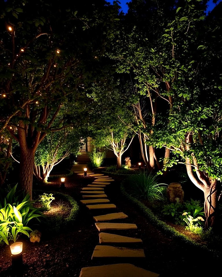 layered lighting for secret garden - 35 Secret Garden Ideas