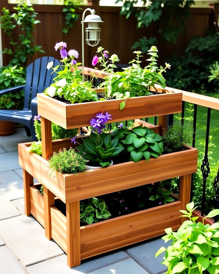 layered rock and plants for landscaping - 30 Planter Box Ideas