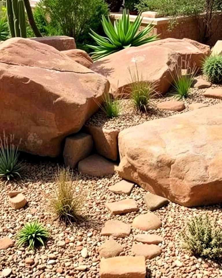 layered rock and plants for landscaping - 30 Drought Tolerant Landscaping Ideas