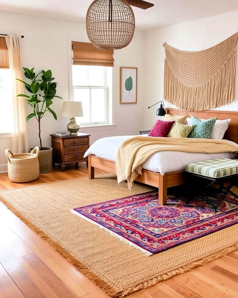 layered rugs for bedroom - 30 Bedroom Rug Ideas