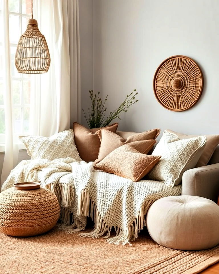 layered textures to add depth - 30 Bohemian Maximalist Decor Ideas