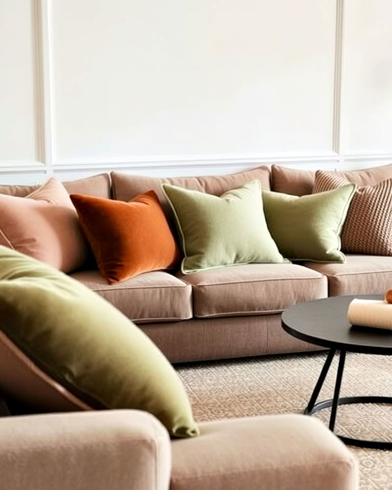 layered textures to add depth - 20 Sage Green and Brown Living Room Ideas