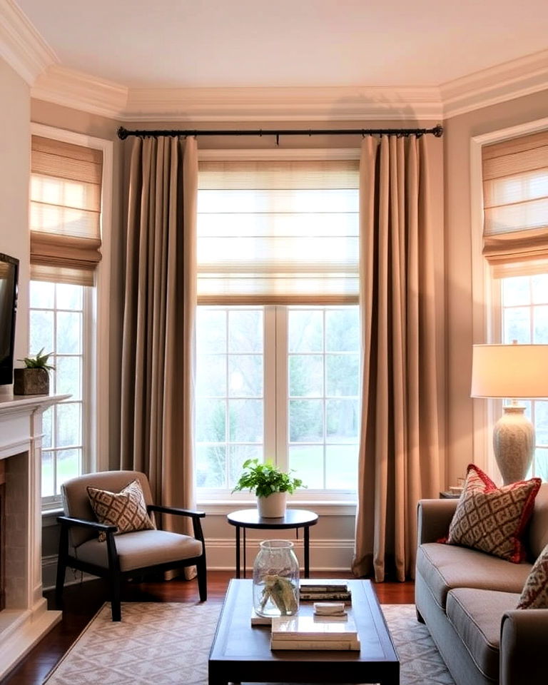 layered window treatments for living room - 25 Joanna Gaines Living Room Ideas