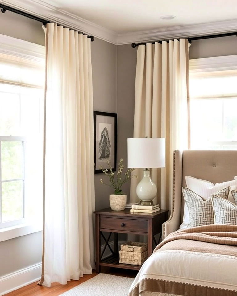 layered window treatments - 30 Transitional Bedroom Ideas