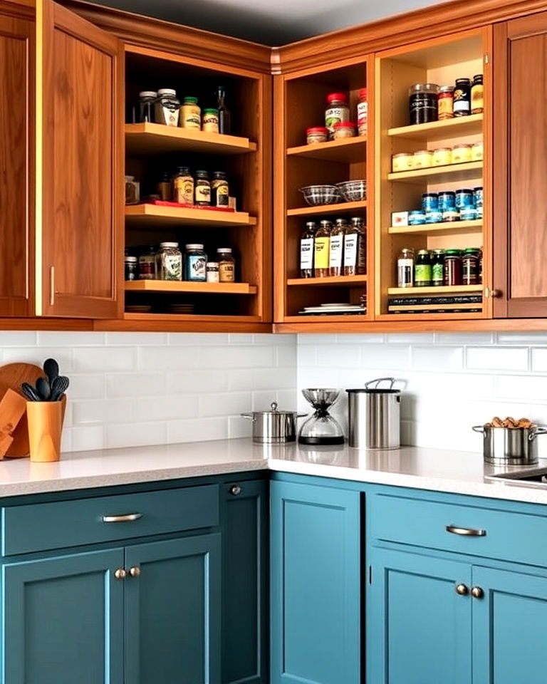 lazy susan for corner cabinet storage - 40 Small Kitchen Storage Ideas