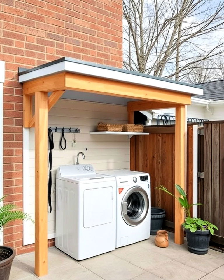 lean to roof for outdoor laundry room - 30 Outdoor Laundry Room Ideas