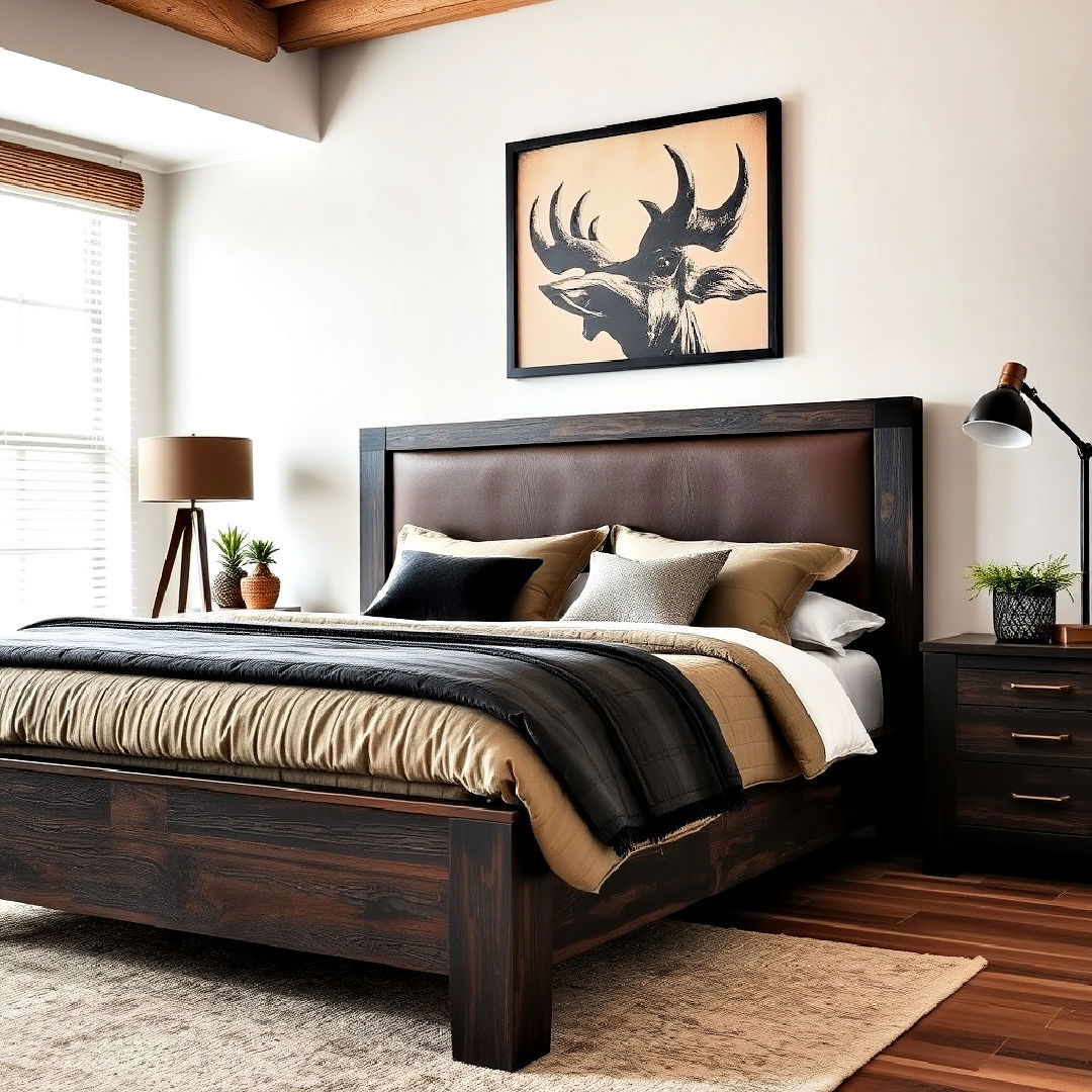 leather accents for dark wood bed frame - 20 Dark Wood Bedroom Ideas