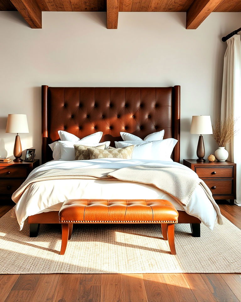 leather accents for magnolia bedroom - 20 Magnolia Bedroom Ideas