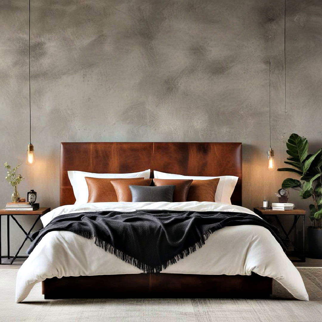 leather headboard for industrial bedroom - 20 Industrial Bedroom Ideas