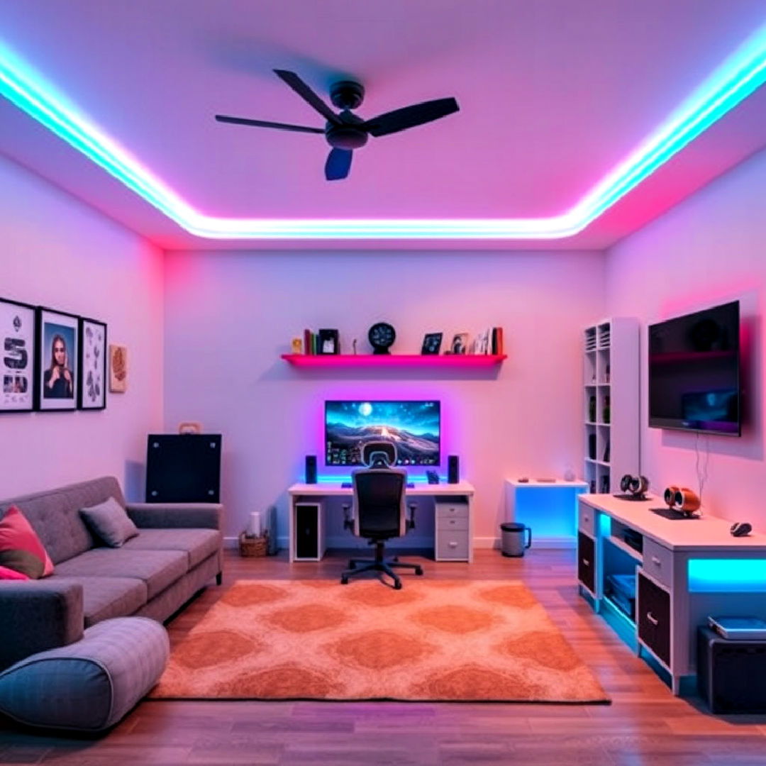 led light strips for teen hangout room - 40 Teen Hangout Room Ideas