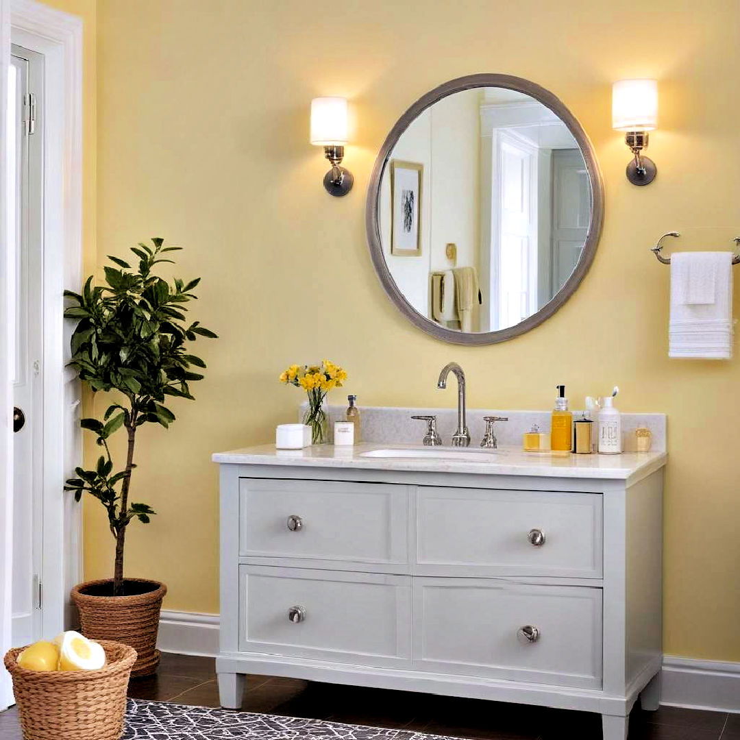 lemon sorbet paint to brighten up bathroom - 40 Bathroom Paint Ideas