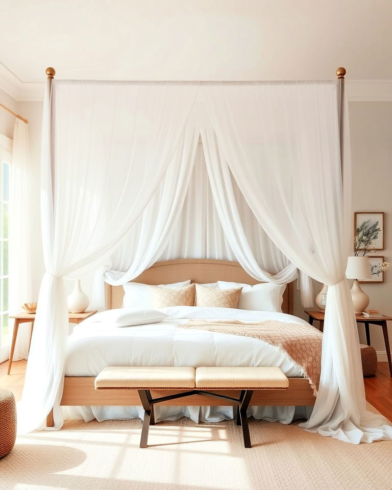 light and airy canopy bed design - 20 Magnolia Bedroom Ideas
