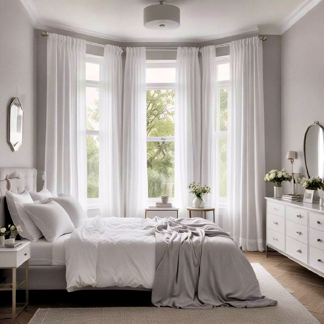 light and airy themed bedroom - 40 Grey and White Bedroom Ideas