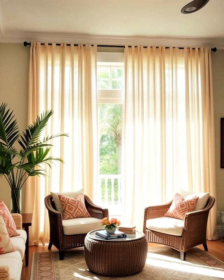 light and breezy curtains for florida home decor - 25 Florida Home Decor Ideas