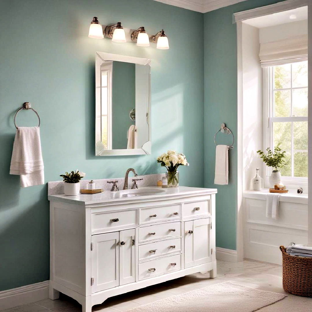 light aqua paint for bright effect - 40 Bathroom Paint Ideas