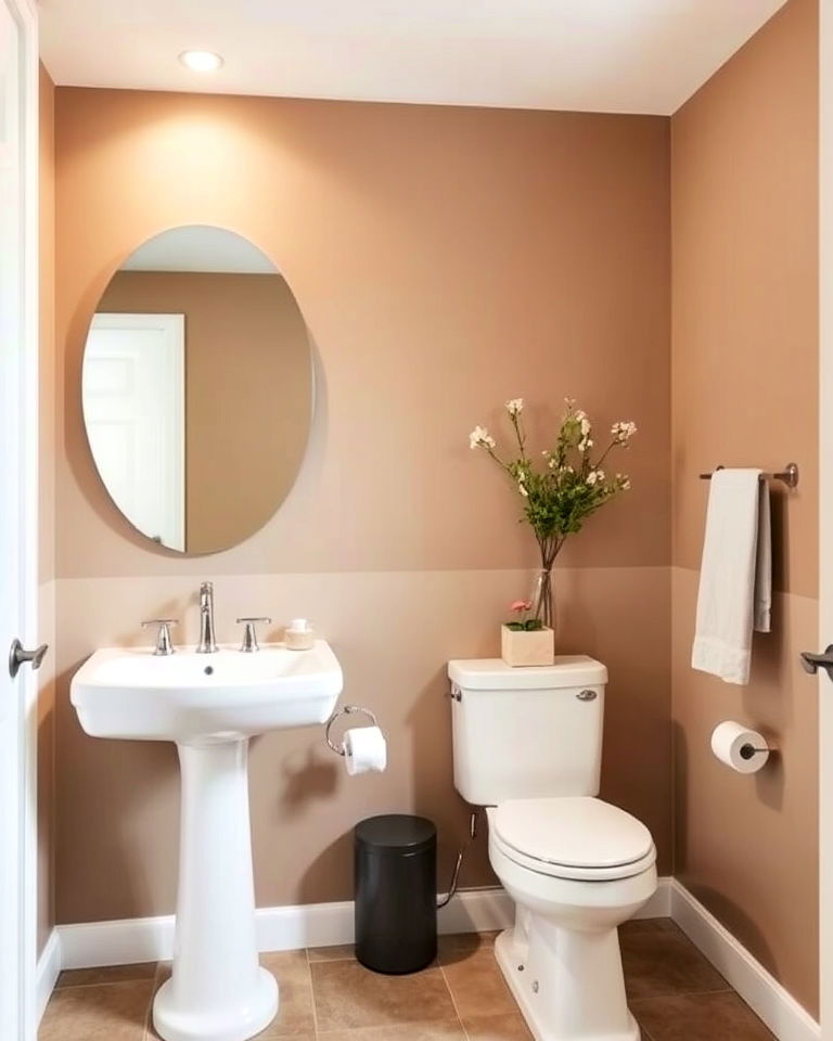 light brown walls with white fixtures for bathroom - 15 Brown and White Bathroom Ideas