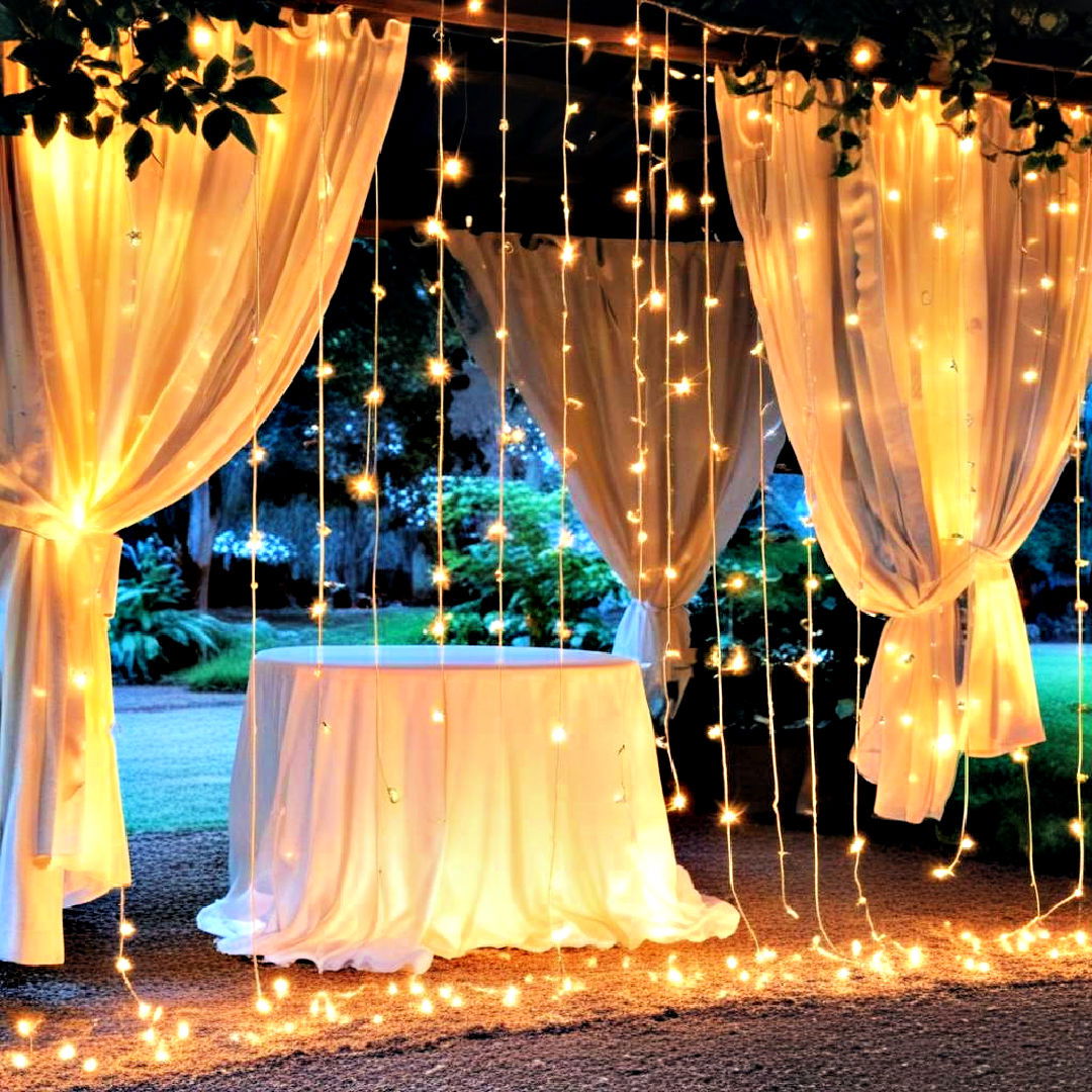 light curtain around pergola - 30 Backyard Privacy Ideas