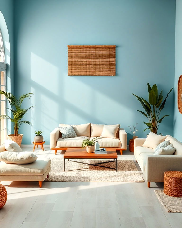 light grey floor with sky blue walls for living room - 20 Grey Floor Living Room With Blue Walls Ideas