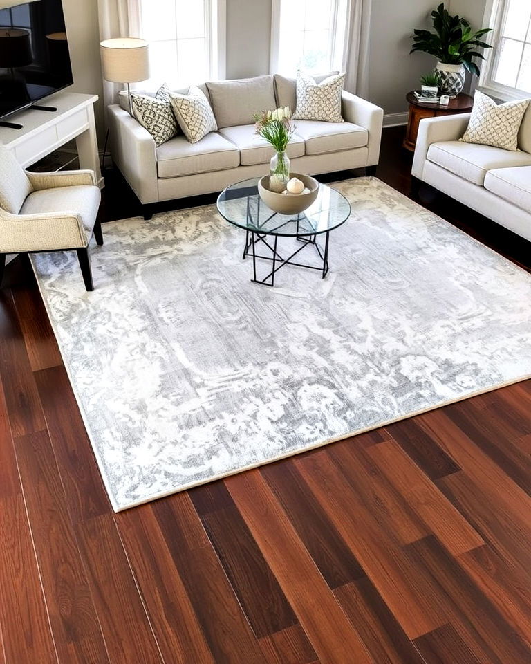 light grey rug on dark wood living room floor - 20 Grey Living Room With Dark Wood Floors
